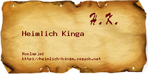 Heimlich Kinga névjegykártya